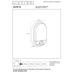 Lucide HUPS IR Wandlamp - Zwart New