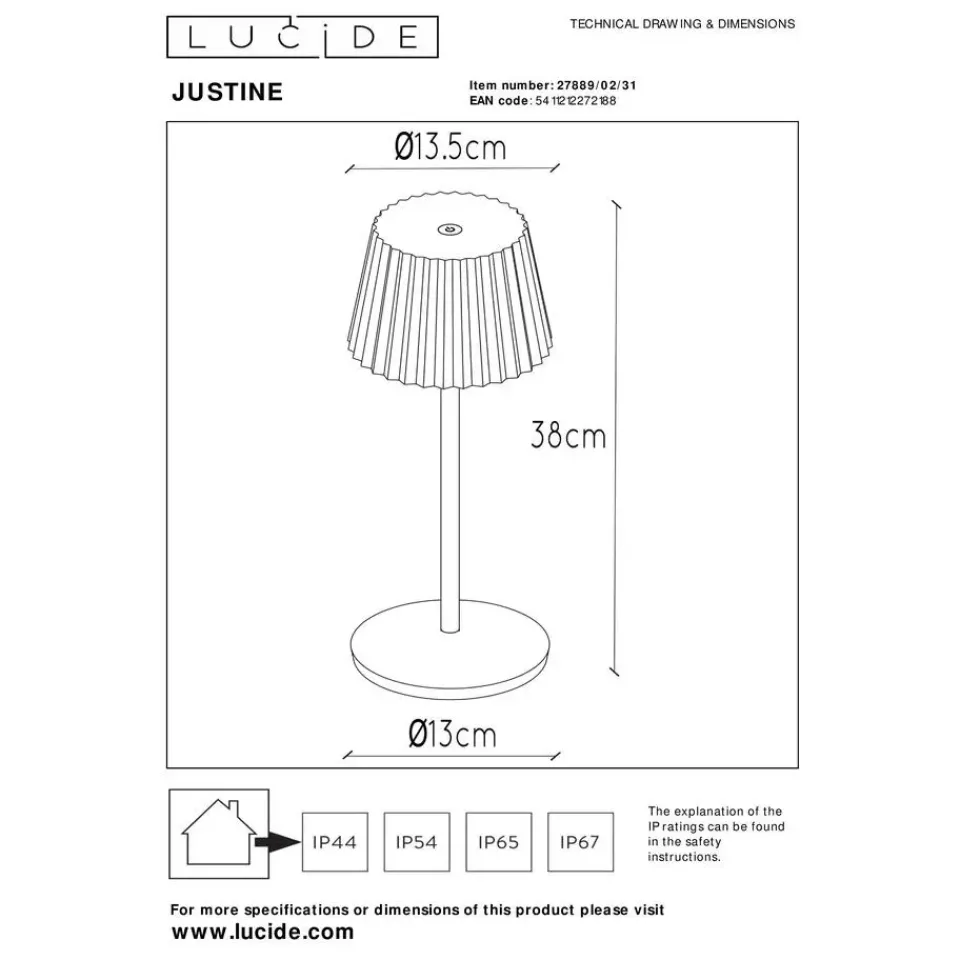 Lucide JUSTINE Tafellamp - Wit Online