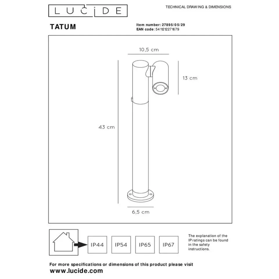 Lucide TATUM Sokkellamp - Antraciet Discount