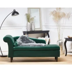 Beliani LUIRO - Chaise longue - Groen - Linkerzijde - Fluweel Best