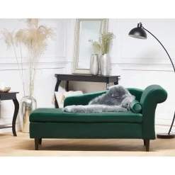 Beliani LUIRO - Chaise longue - Groen - Rechterzijde - Fluweel Outlet