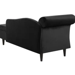 Beliani LUIRO - Chaise longue - Zwart - Linkerzijde - Fluweel Clearance