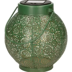 Lumineo Lantaarn - solar - groen - metaal - cirkel patroon - 16 cm Discount