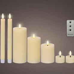 Lumineo LED kaarsen set - 7-delig - creme - met afstandsbediening New