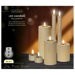 Lumineo LED kaarsen set - 3x st - lichtroze - afstandsbediening Clearance