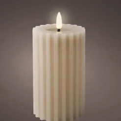 Lumineo LED kaars/stompkaars - lichtgrijs - D7,5 x H14,8 cm Discount