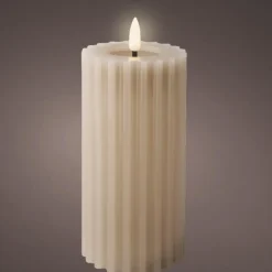 Lumineo LED kaars/stompkaars - lichtgrijs - D7,5 x H17,3 cm Online