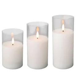 Lumineo LED stompkaarsen - 3x - wit- in glas - met timer Hot