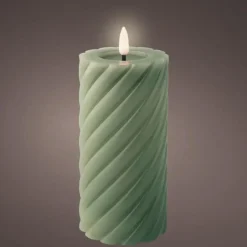 Lumineo Luxe LED kaars - groen - D7,5 x H17 cm - timer Sale