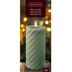 Lumineo Luxe LED kaars - groen - D7,5 x H17 cm - timer Sale