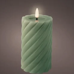 Lumineo Luxe LED kaars - groen - D7,5 x H15 cm - timer Hot