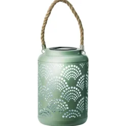 Lumineo Tuin lantaarn - solar - jade groen - metaal - D15 x H23 cm Best