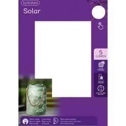 Lumineo Tuin lantaarn - solar - jade groen - metaal - D15 x H23 cm Best