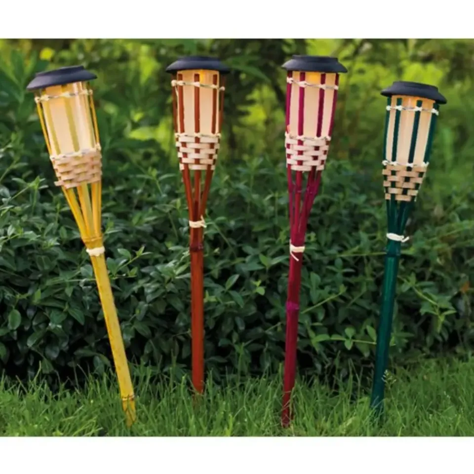 Lumineo Tuinfakkel Bodi - solar - roze - vlameffect - 54 cm Discount