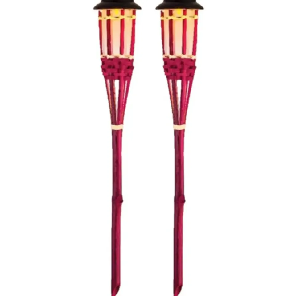 Lumineo Tuinfakkel Bodi - solar - roze - vlameffect - 54 cm Discount