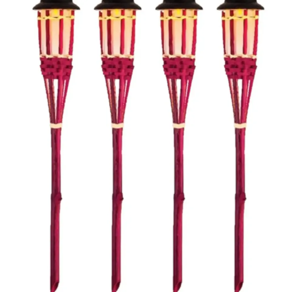 Lumineo Tuinfakkel Bodi - solar - roze - vlameffect - 54 cm Discount