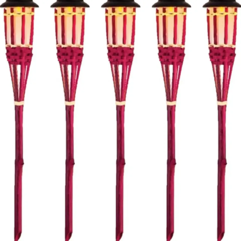 Lumineo Tuinfakkel Bodi - solar - roze - vlameffect - 54 cm Discount