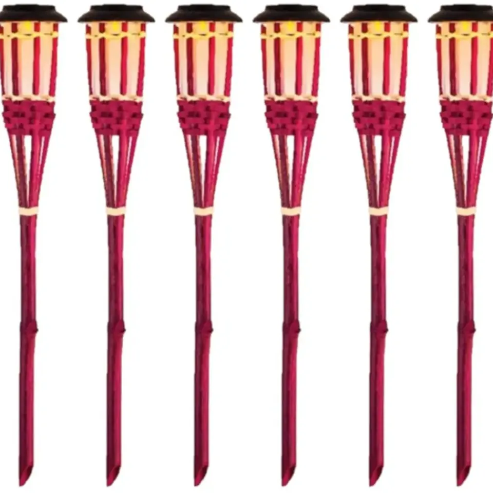 Lumineo Tuinfakkel Bodi - solar - roze - vlameffect - 54 cm Discount