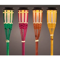 Lumineo Tuinfakkel Bodi - solar - groen - vlameffect - 54 cm Clearance