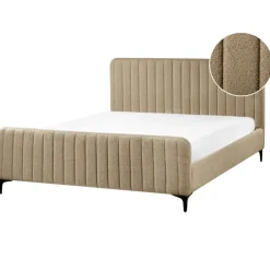 Beliani LUNAN - Tweepersoonsbed - Taupe - 160 x 200 cm - Bouclé Sale