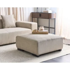 Beliani LUNGO - Ottomaan - Beige - Corduroy Best