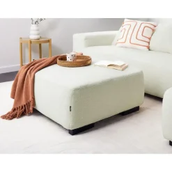 Leen Bakker LUNGO - Ottomaan - Wit - Bouclé New