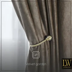 LW Collection Gordijnen bruin 270x140CM met haakjes Velvet 1 stuk Clearance