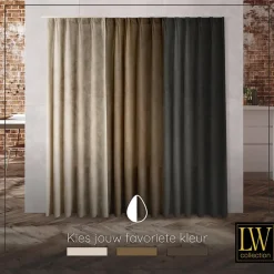 LW Collection Gordijnen bruin 270x140CM met haakjes Velvet 1 stuk Clearance