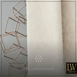 LW Collection Gordijnen Beige 245x290cm Velvet Kant en klaar 1 stuk Sale