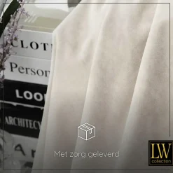 LW Collection Gordijnen beige 270X140CM velvet kant en klaar 1 stuk Sale
