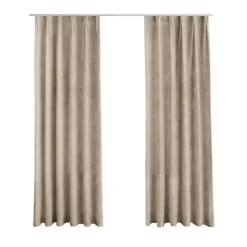 LW Collection Gordijnen beige 240x140CM met haakjes Velvet 1 stuk Outlet