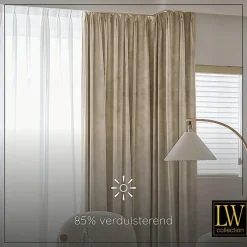 LW Collection Gordijnen beige 240x140CM met haakjes Velvet 1 stuk Outlet