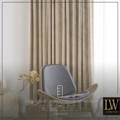 LW Collection Gordijnen beige 225x140CM met haakjes Velvet 1 stuk Best