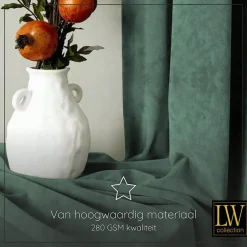 LW Collection Gordijnen Groen 245x290cm Velvet Kant en klaar 1 stuk Hot