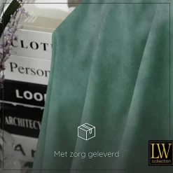 LW Collection Gordijnen Groen 270X140CM velvet kant en klaar 1 stuk Discount