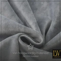 LW Collection Gordijnen Grijs 270x290cm Velvet Kant en klaar 1 stuk Hot