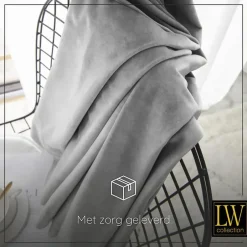 LW Collection Gordijnen Grijs 270x290cm Velvet Kant en klaar 1 stuk Hot