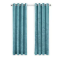 LW Collection Gordijnen Turquoise 270x290cm Velvet Kant en klaar 1 stuk Outlet