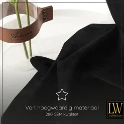 LW Collection Gordijnen Zwart 245x290cm Velvet Kant en klaar 1 stuk Sale