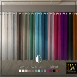 LW Collection Gordijnen Zwart 245x290cm Velvet Kant en klaar 1 stuk Sale