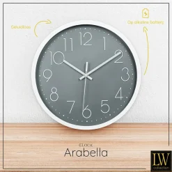 LW Collection Keukenklok Arabella grijs 30cm Online