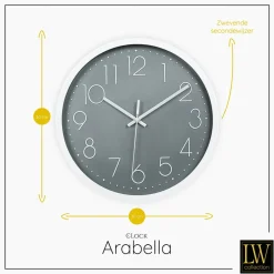 LW Collection Keukenklok Arabella grijs 30cm Online