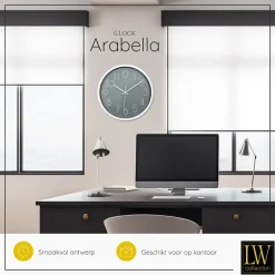 LW Collection Keukenklok Arabella grijs 30cm Online