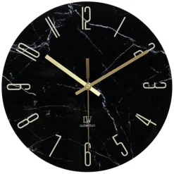 LW Collection Keukenklok Cooper zwart marmer 30cm Sale