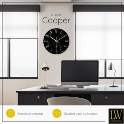 LW Collection Keukenklok Cooper zwart marmer 30cm Sale