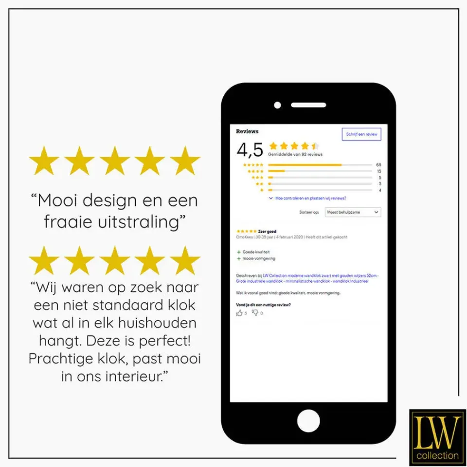 LW Collection Wandklok Olivier zilver 40cm New