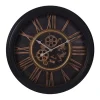 LW Collection Wandklok radar Leonore Zwart 52cm bewegende tandwielen Clearance