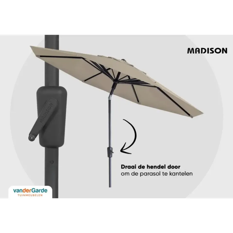 Madison - Parasol Paros II Round Sage Green - 300cm - Groen Online