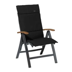 Madison - Tuinkussen Fiber Deluxe Rib black - Ca. 125x50 cm - Set van 4