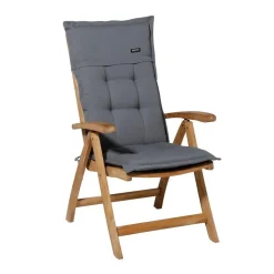 Madison - Tuinstoelkussen Hoge Rug Rib grey - Ca. 123x50 cm - Set van 4 Best